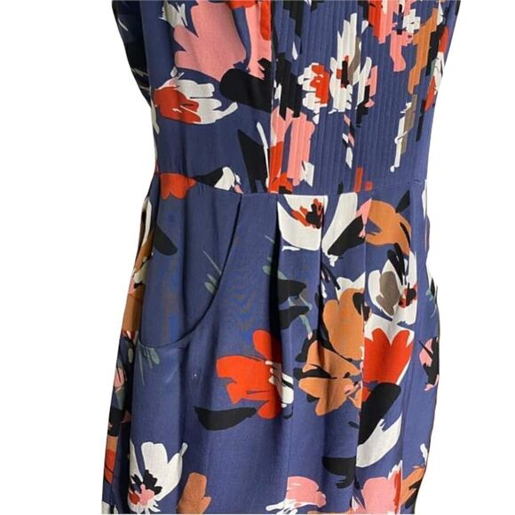 𝅺HARLYN 100% Silk Floral Blue Multicolored Pocket Dress Size M‎ - Picture 5 of 10